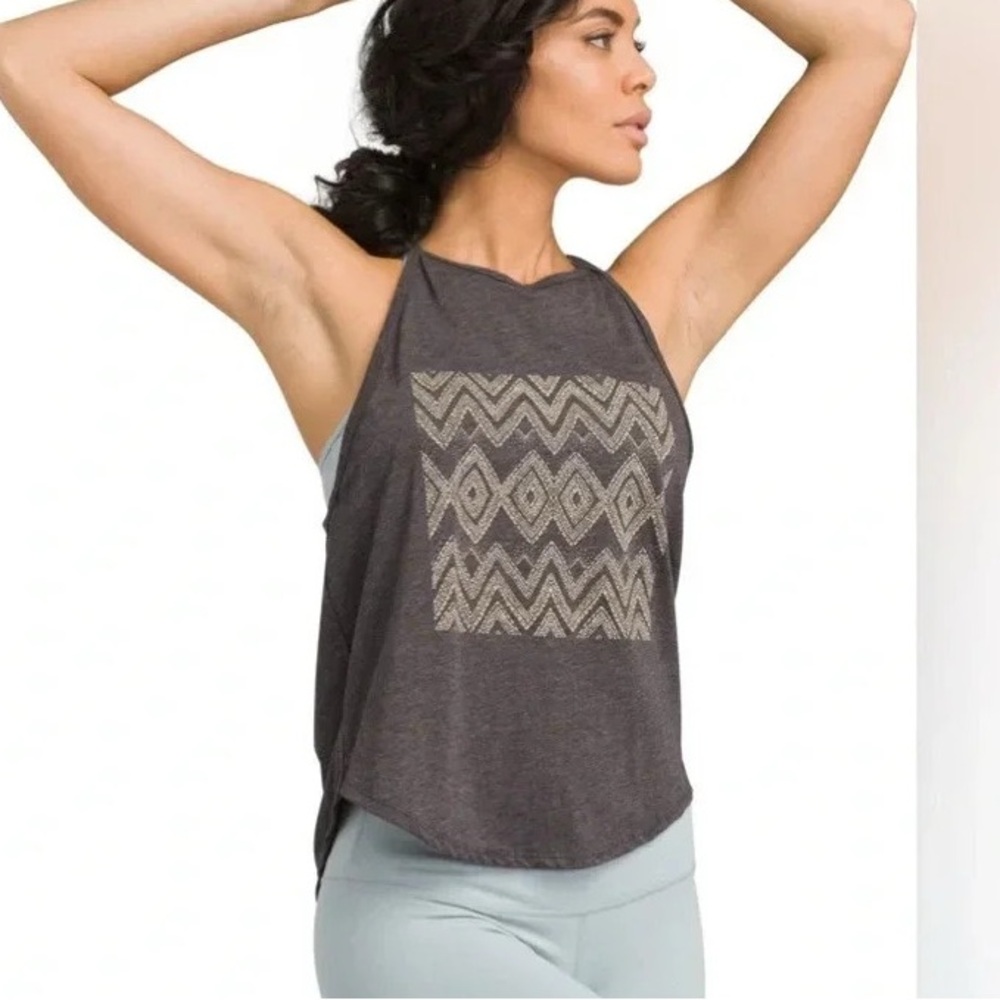 Prana Charcoal Tank Top with Geometric Design